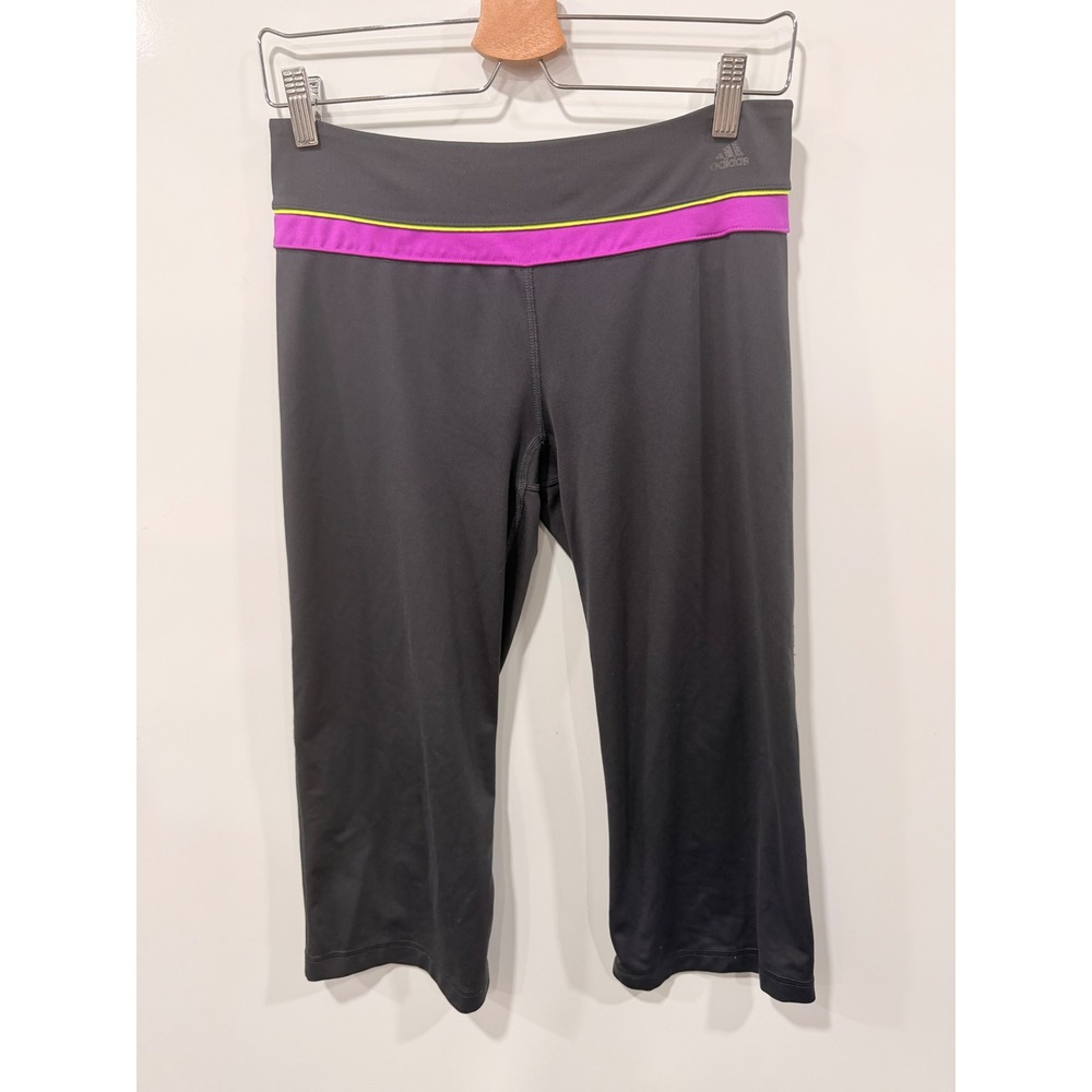 Adidas Climalite Gray‎ Purple Neon Crop Leggings Womens Small Performance Capri